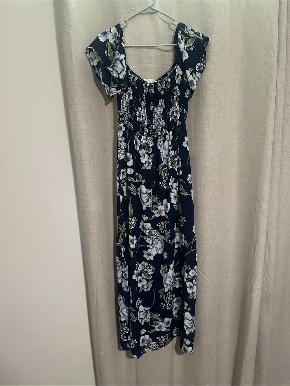 Altar'd State Navy Floral Smocked Maxi Dress
